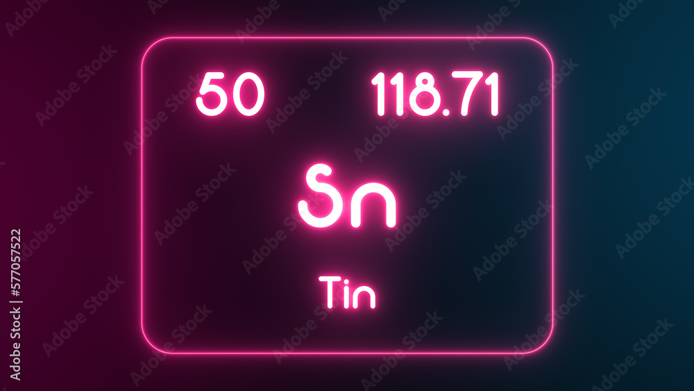 Modern periodic table Tin element neon text Illustration Modern periodic table Tin element neon text Illustration