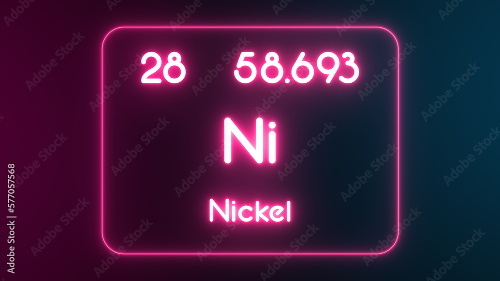Modern periodic table Nickel element neon text Illustration Modern periodic table Nickel element neon text Illustration