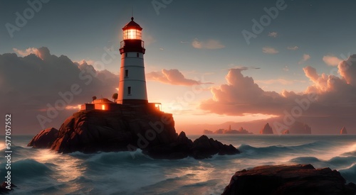 Mediterranean seaside lighthouse [AI Generated] © Jefferson