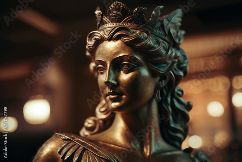 Bronze statue of the ancient queen. Beautiful woman of the ancient century. Created using ai © Art Gallery