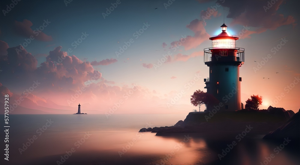 Mediterranean seaside lighthouse [AI Generated]
