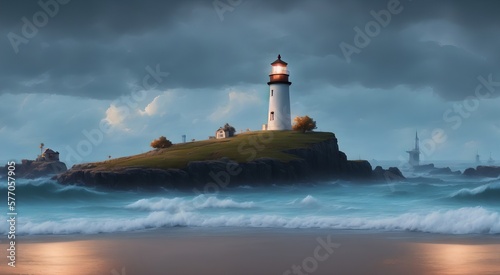 Mediterranean seaside lighthouse [AI Generated]