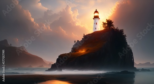 Mediterranean seaside lighthouse [AI Generated]