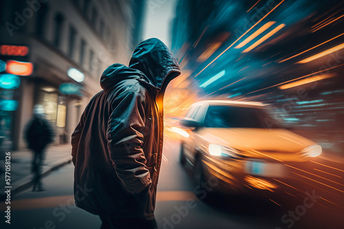 Canvastavla Thieve rushing through urban streets in an urban area