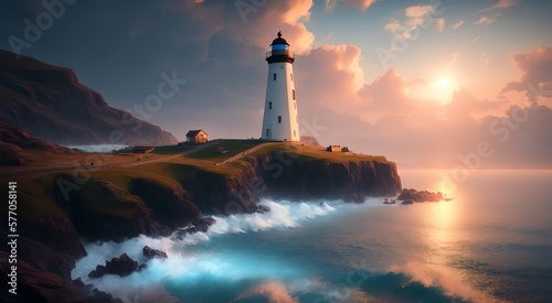 Mediterranean seaside lighthouse [AI Generated]
