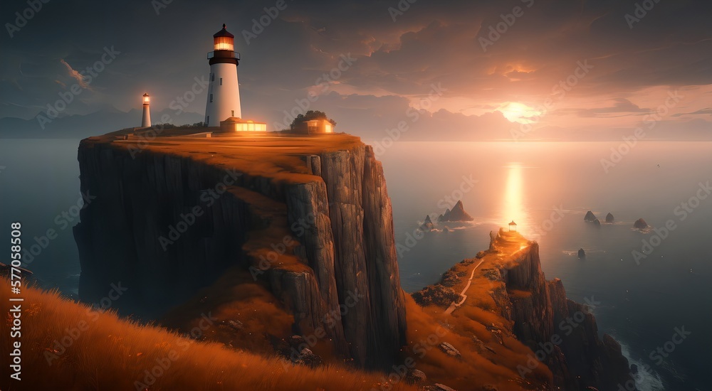 Mediterranean seaside lighthouse [AI Generated]