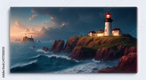 Mediterranean seaside lighthouse [AI Generated]