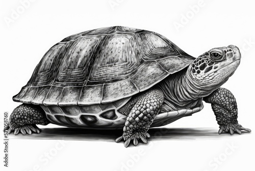 Open jawed alligator tortoise on a white backdrop. Generative AI