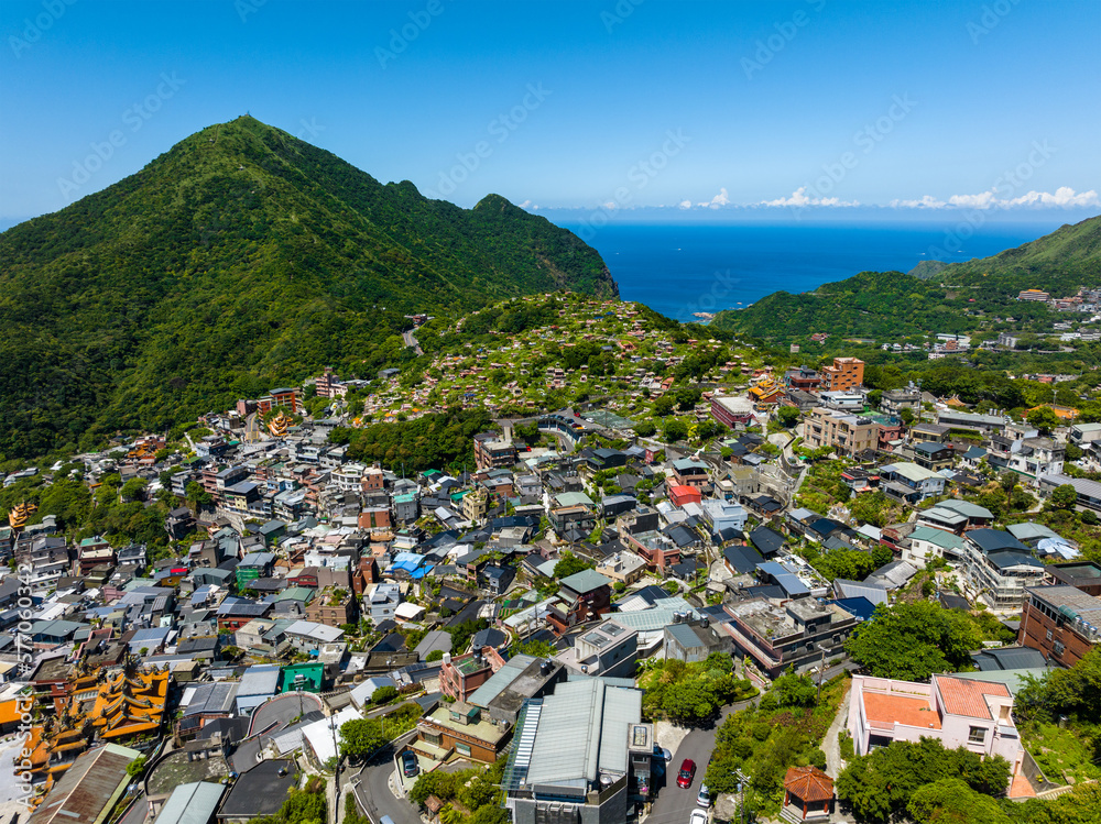 Naklejka premium Aerial view of Jiufen in Taiwan