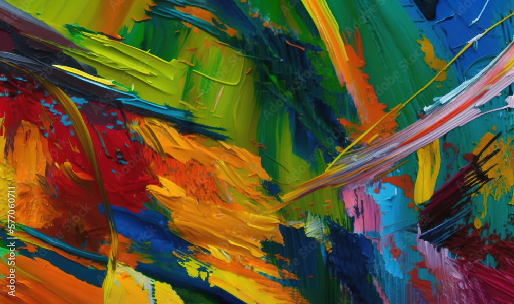  an abstract painting of multicolored lines and strokes of paint.  generative ai