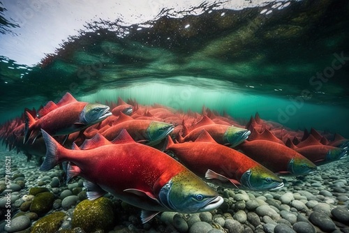A new batch of sockeye salmon. catching salmon in Alaska. Fish for supper That's a good idea. Generative AI © AkuAku