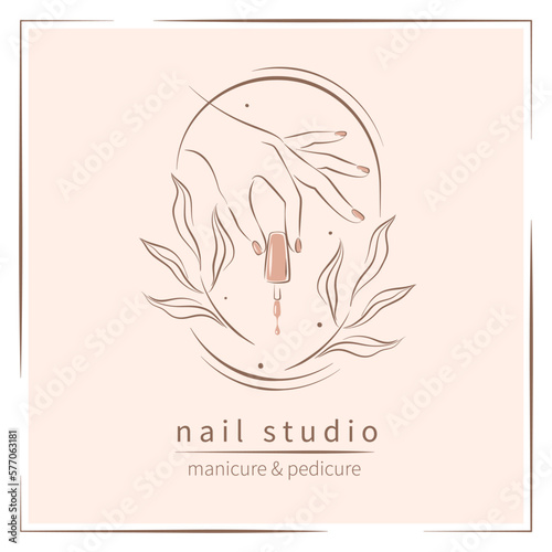 Nail studio logo. Nail polish. Minimalistic vector illustration for beauty salon