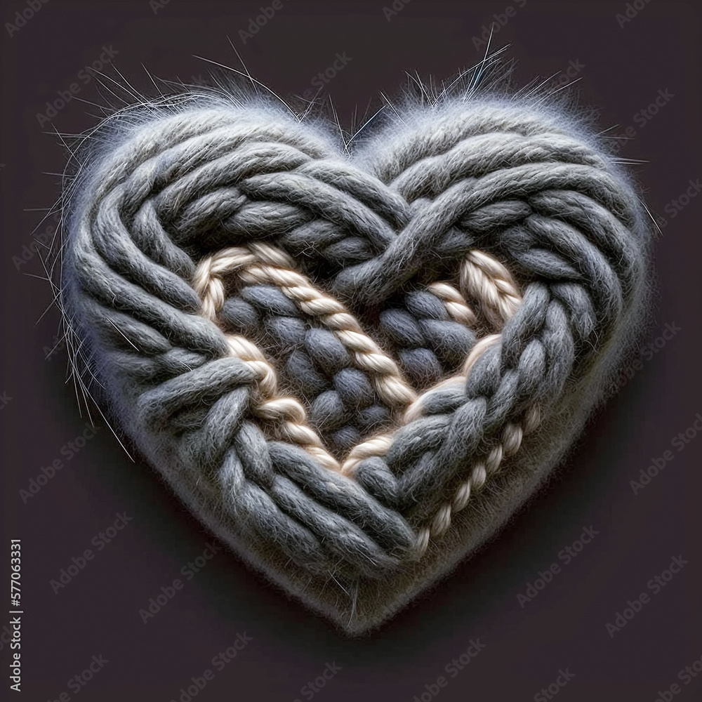 heart knitted from wool
