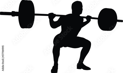 squat athlete in powerlifting black silhouette