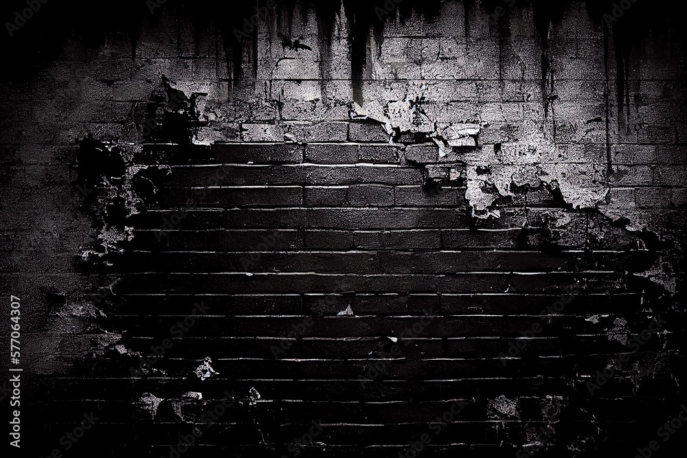 Grunge Black Wall (Urban Texture). Generative AI