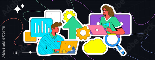 Business People Flat Vector Concept Operation Hand Drawn Illustration
