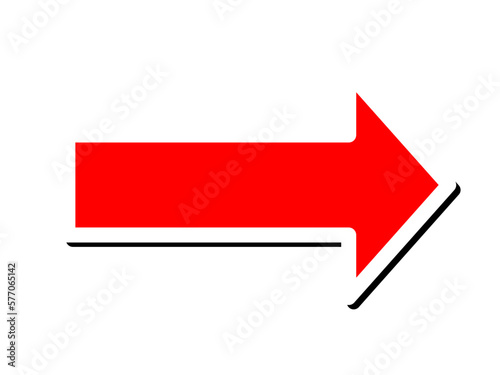 赤い矢印（白縁・影付き）