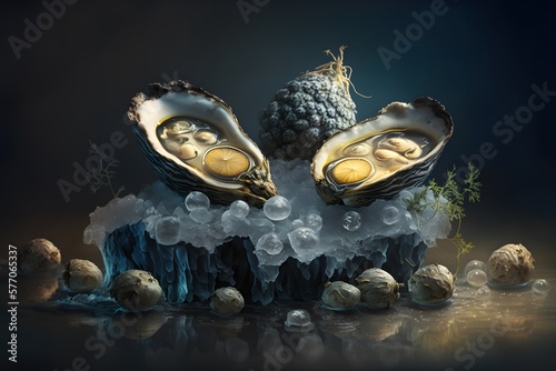 oysters created using AI Generative Technology