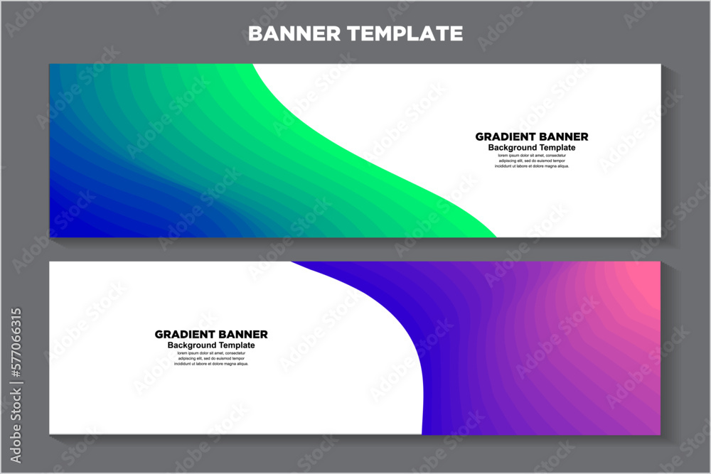 Fototapeta premium Vector colorful wave geometric shape with color gradation for banner and landing page design with blank space