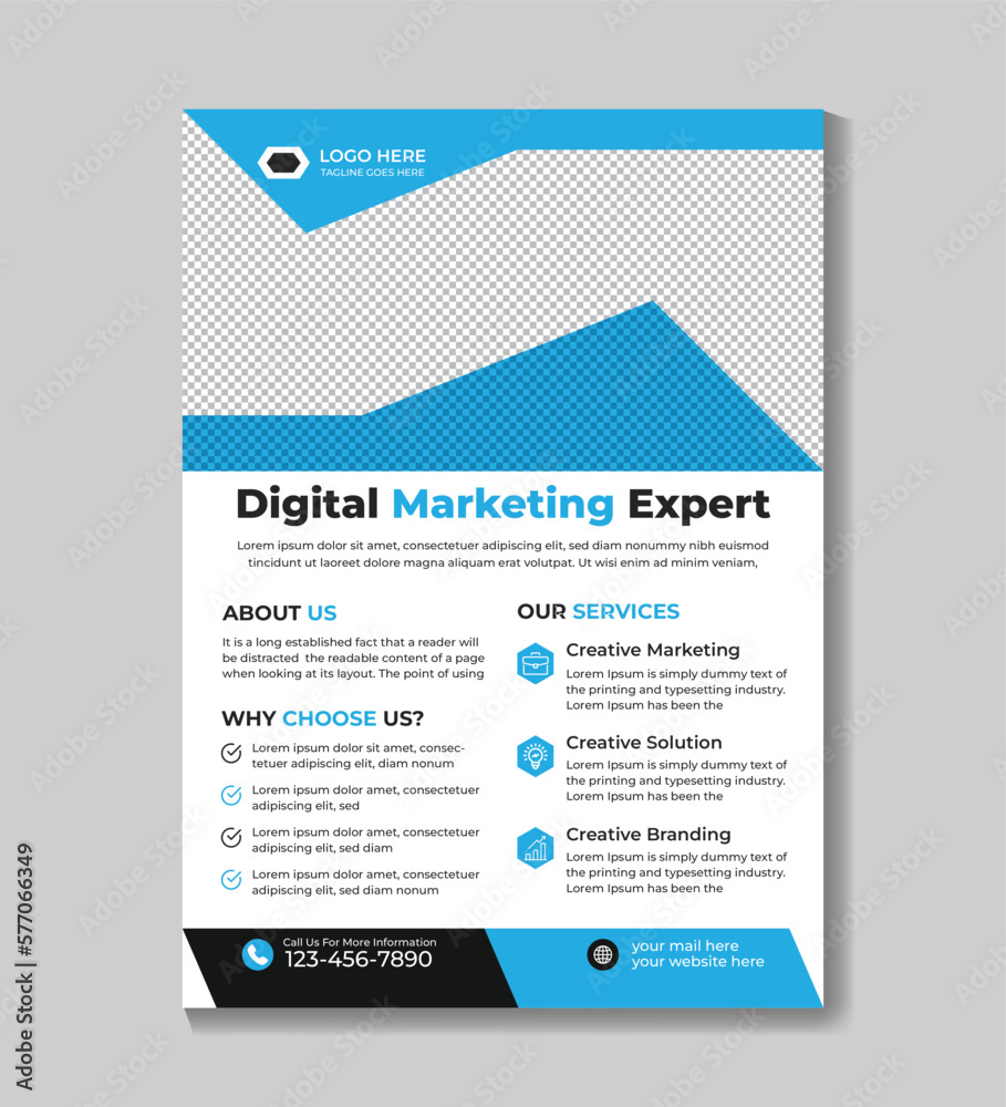 Obraz premium Corporate modern digital marketing flyer design template
