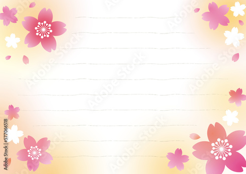 春の便箋　桜　オレンジ　