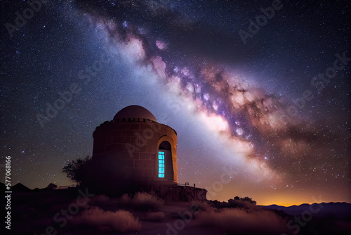The Milky Way rises over the observatory in summer.