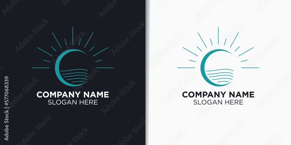 Naklejka premium elegant beach hotel logo design vector, travel logo template