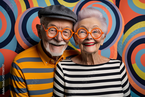 elderly couple portrait / op art
