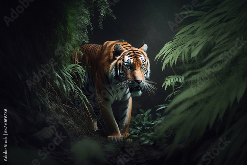Detailed portrait of a Benegal Tiger. Generative AI