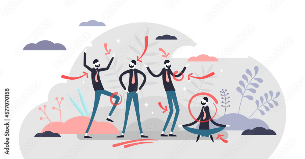 Body language concept, flat tiny person illustration, transparent background. Human gesture expressions reading and psychological analysis. Inner intentions exposed through movement and pose.