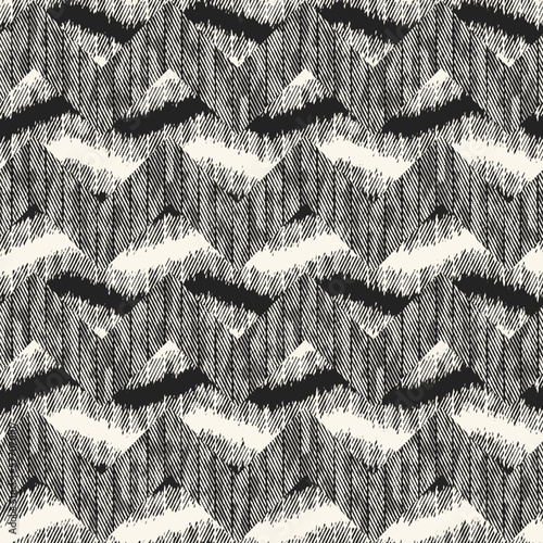 Monochrome Moiré Textured Chevron Pattern