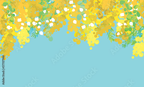 可愛い　おしゃれ　ミモザの背景イラスト