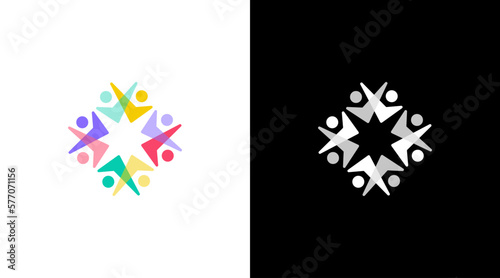 social people community together group logo icon Design template