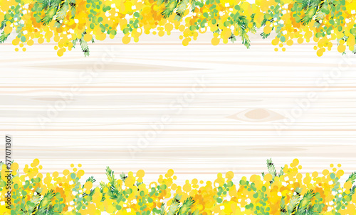 可愛い　おしゃれ　ミモザの背景イラスト