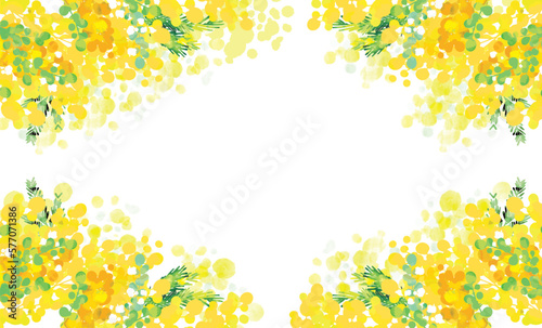 可愛い　おしゃれ　ミモザの背景イラスト