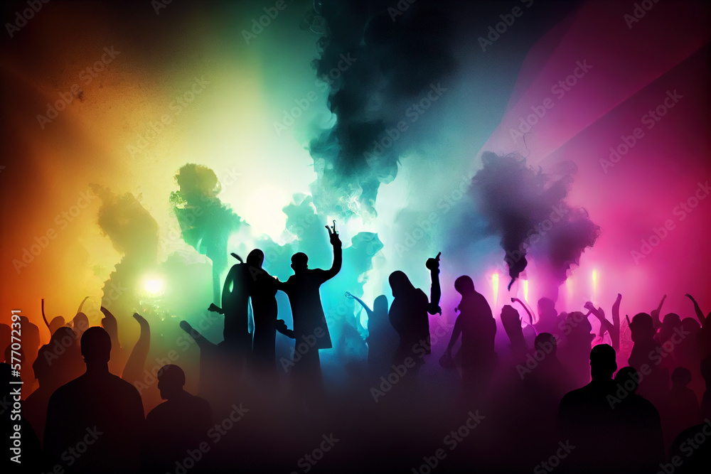 people celebrating in night club, ai generated