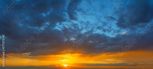 dense cloudy sky at the dramatic sunset, beautiful natural evening sky background