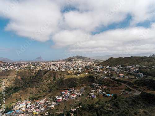 Aerial photos of Assomada in Santiago Island, Cabo Verde, reveal the vibrant culture, colorful markets, and stunning mountain landscapes of this historic town. The bird's-eye view captures the essence © David Chantre