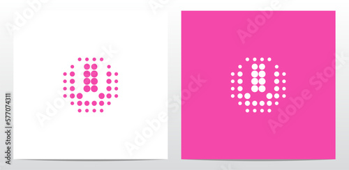 Dots Alphabet In The Middle Letter Logo Design U