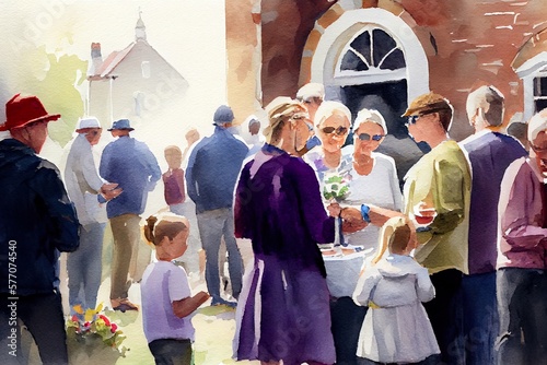 Wallpaper Mural Wholesome scene of a bride and groom at the wedding celebration with family. AI Generative Art. Torontodigital.ca