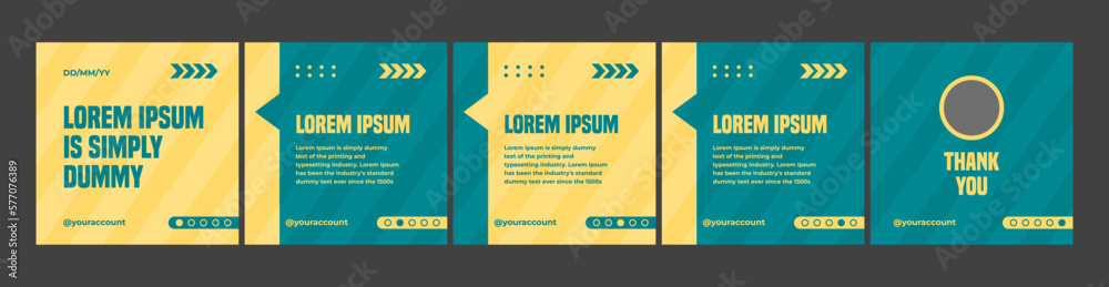 Obraz premium carousel layout templates. microblog or carousel social media template with yellow and green color combination