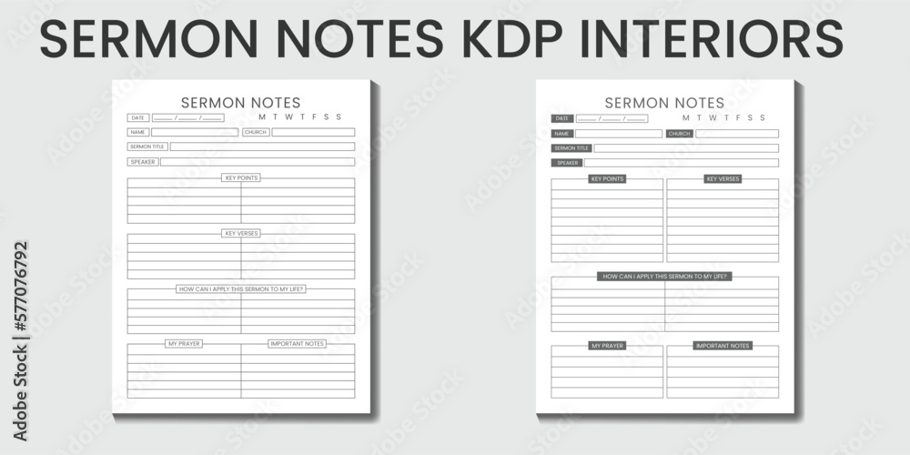 Sermon Notes 2023-2024 KDP interior designs template 