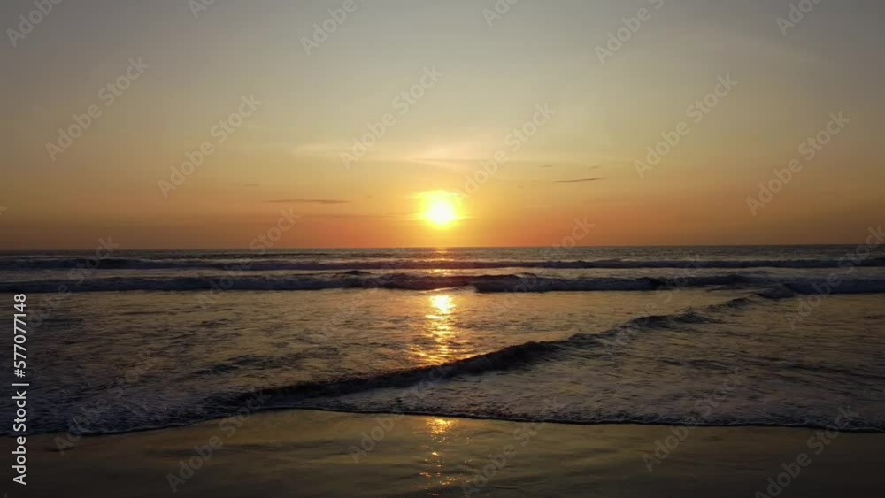 Aerial Shot Of The Sunset On The Seashore
