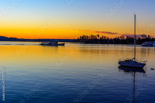 Lake Maggiore at morning sunrise, Piedmont,Arona, Italy © Sumit