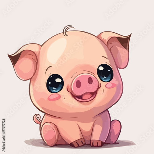 Cute baby pig. A pink little and friendly animal.