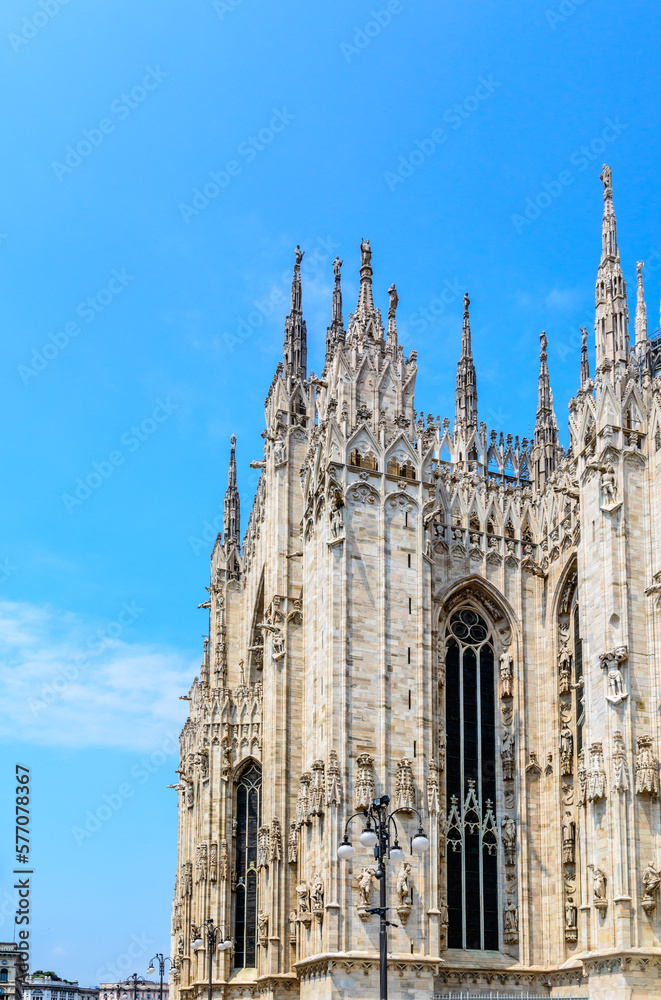  famous Milan Cathedral (Duomo di Milano) on piazza in Milan, Italy