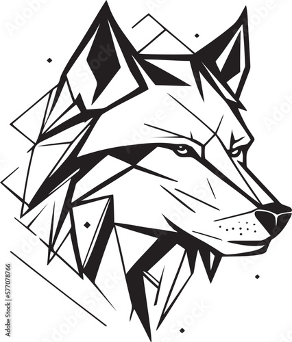 Wolf head silhouette vector on a white background.