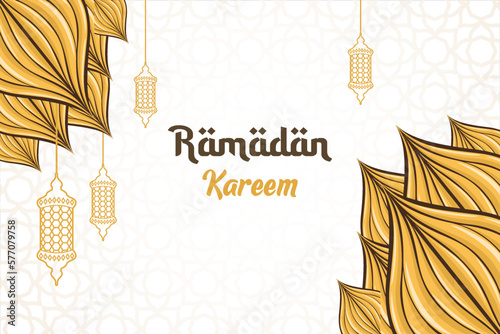 Ramadan kareem arabic golden background