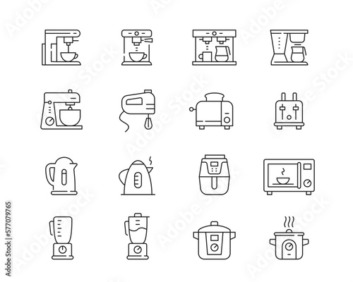 Print op canvas Kitchen appliances Icon collection containing 16 editable stroke icons