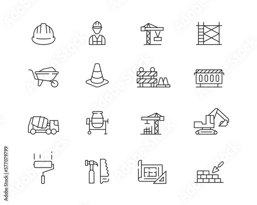 Fotobehang Construction Icon collection containing 16 editable stroke icons